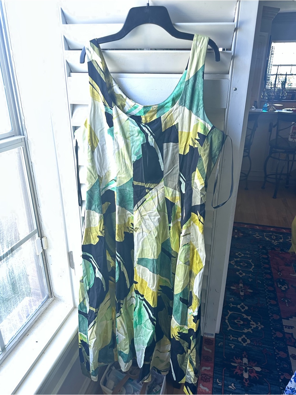 Donna Karan Green and Yellow Abstract Midi Dress - Picture 5 of 6